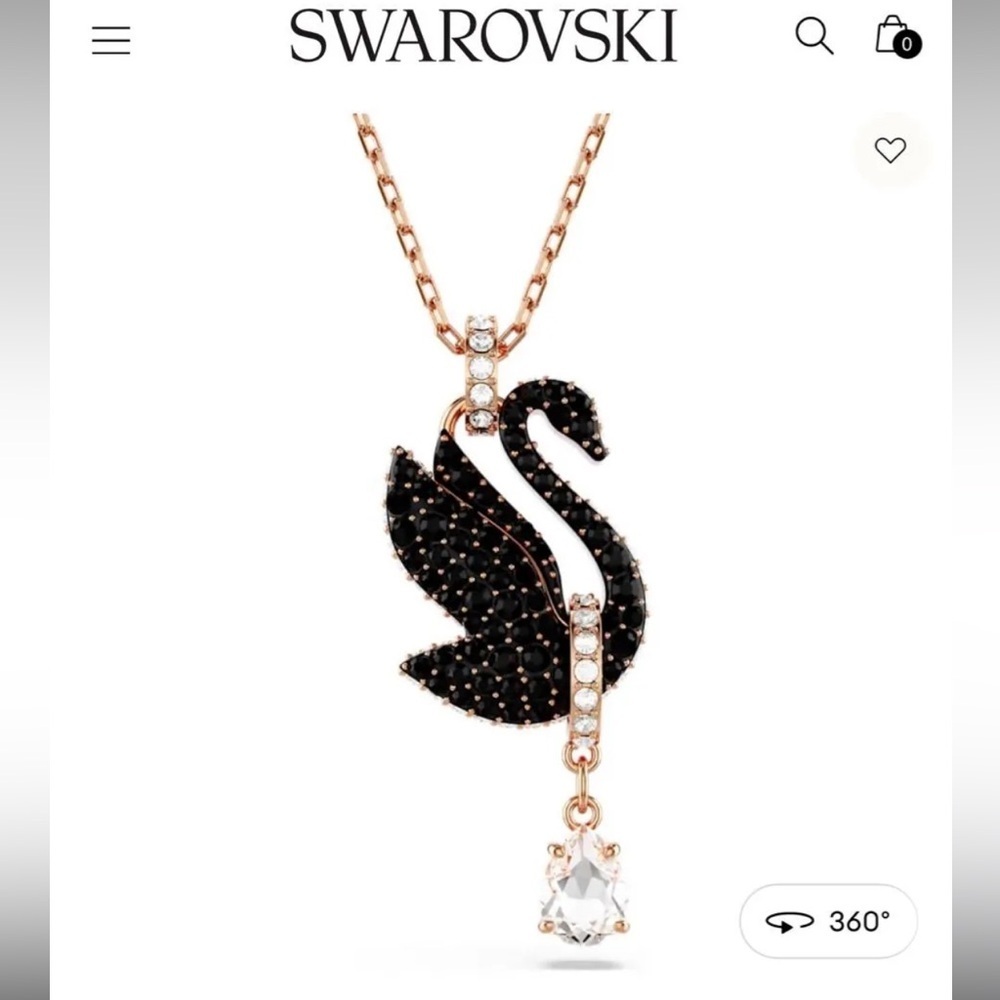 Swarovski Black And Rose Gold necklace comes with box